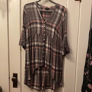 Torrid babydoll top, plaid, size 1